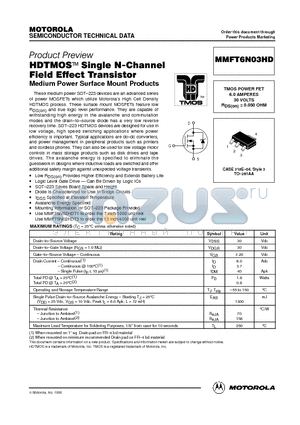 MMFT6N03HD datasheet - TMOS POWER 6.0 AMPERES 30 VOLTS