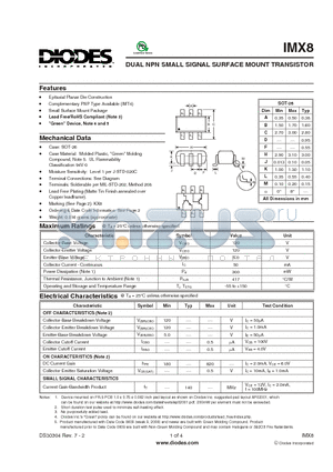 IMX8 datasheet - DUAL NPN SMALL SIGNAL SURFACE MOUNT TRANSISTOR