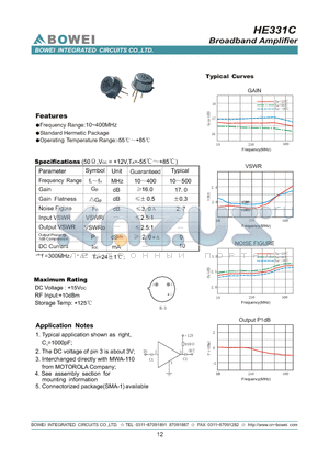 HE331C datasheet - Broadband Amplifier