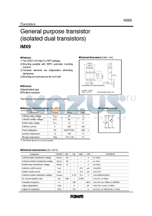 IMX9 datasheet - General purpose transistor (isolated dual transistors)