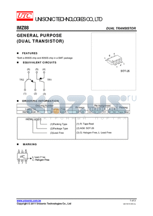 IMZ88 datasheet - GENERAL PURPOSE DUAL TRANSISTOR)