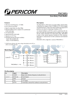 PI6C2405A-1HWIE datasheet - Zero-Delay Clock Buffer