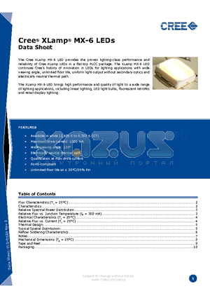 MX6AWT-A1-0000-000BE5 datasheet - Cree^ XLamp^ MX-6 LEDs