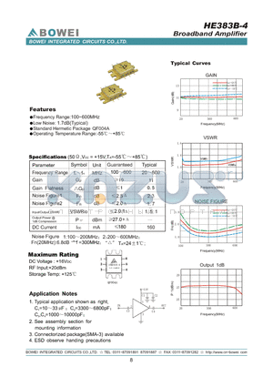 HE383B-4 datasheet - Broadband Amplifier