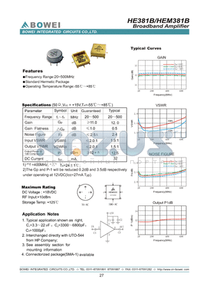 HE381B datasheet - Broadband Amplifier