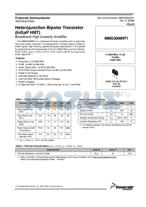 MMG3009NT1_08 datasheet - Heterojunction Bipolar Transistor (InGaP HBT)