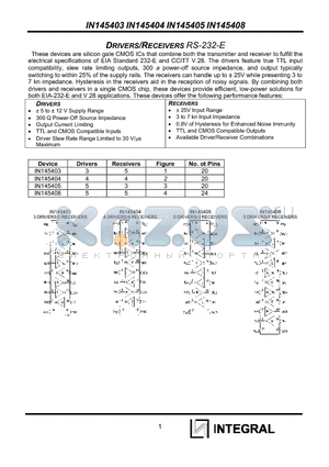 IN145403 datasheet - DRIVERS/RECEIVERS RS-232-E