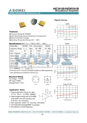 HE391B datasheet - Broadband Amplifier