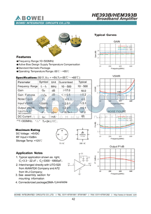 HE393B datasheet - Broadband Amplifier