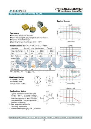 HE394B datasheet - Broadband Amplifer