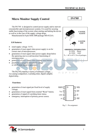 IN1705 datasheet - Micro Monitor Supply Control