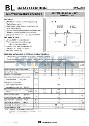 IN19 datasheet - SCHOTTKY BARRIER RECTIFIER