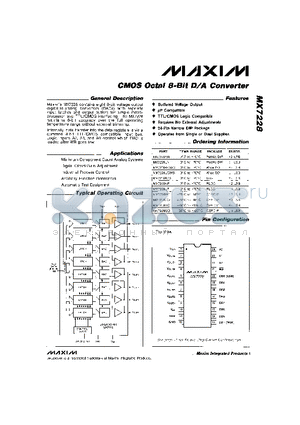 MX7228KN datasheet - CMOS Octal 8-Bit D/A Converter