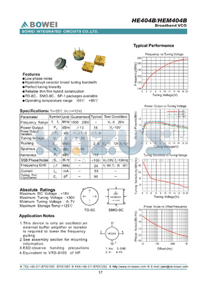 HE404B datasheet - Broadband VCO