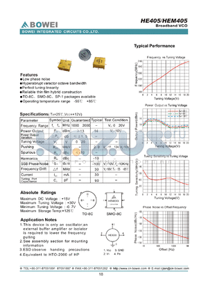 HE405 datasheet - Broadband VCO