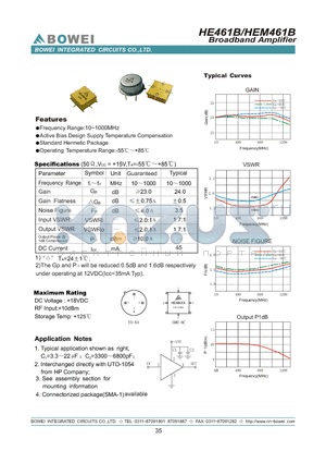 HE461B datasheet - Broadband Amplifier