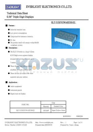 ELT-315SYGWA datasheet - 0.36 Triple Digit Displays