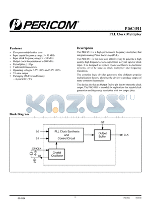 PI6C4511 datasheet - PLL Clock Multiplier