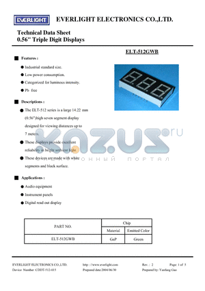 ELT-512GWB datasheet - ELT-512GWB