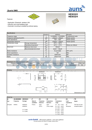 HE5032/4 datasheet - Quartz SMD