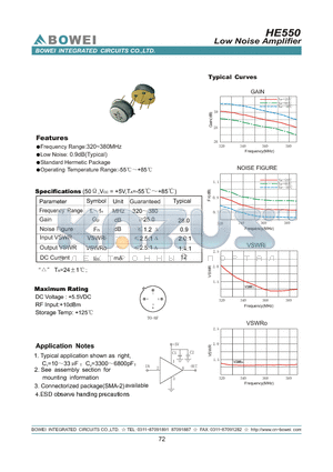 HE550 datasheet - Low Noise Amplifier