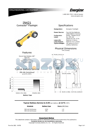 IN421 datasheet - Contractor Flashlight