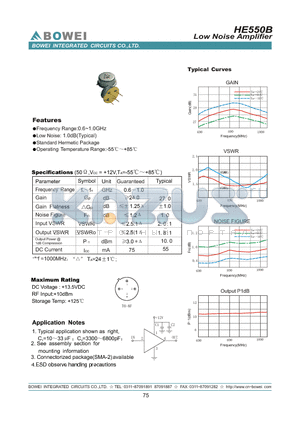 HE550B datasheet - Low Noise Amplifier