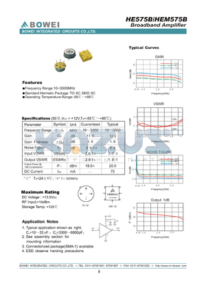 HE575B datasheet - Broadband Amplifier