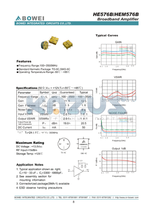 HE576B datasheet - Broadband Amplifier