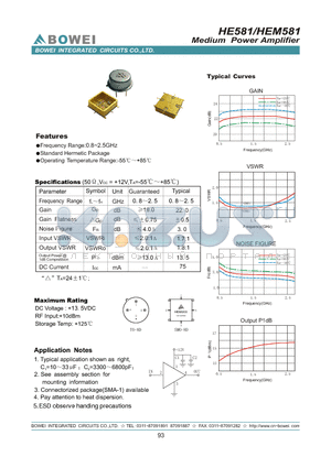 HE581 datasheet - Medium Power Amplifier