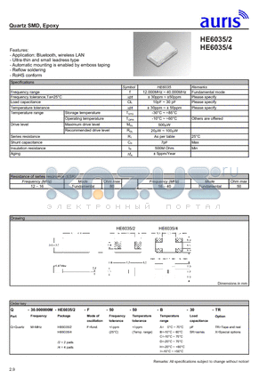 HE6035 datasheet - Quartz SMD, Epoxy