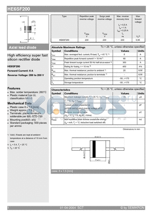 HE6SF200 datasheet - High efficiency super fast silicon rectifier diode