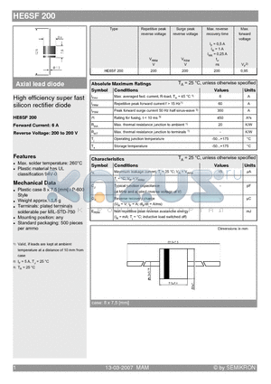 HE6SF200 datasheet - High efficiency super fast silicon rectifier diode