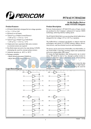 PI74ALVCH162244 datasheet - 16-Bit Buffer Driver with 3-STATE Outputs