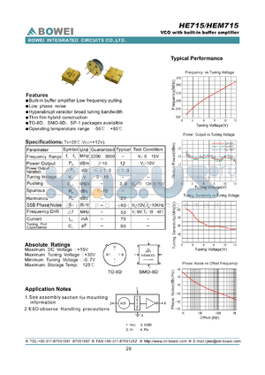 HE715 datasheet - VCO with built-in buffer amplifier