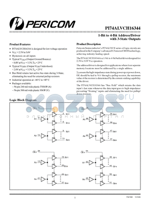 PI74ALVCH16344 datasheet - 1-Bit to 4-Bit Address/Driver with 3-State Outputs