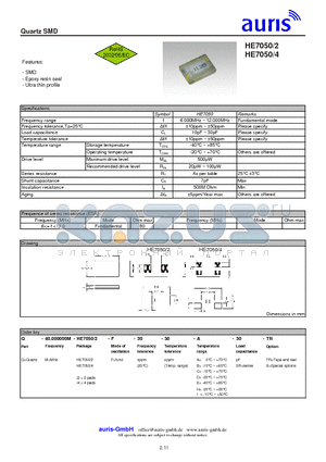 HE7050 datasheet - Quartz SMD