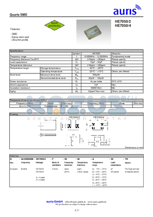 HE7050/2 datasheet - Quartz SMD