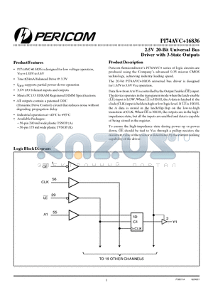 PI74AVC datasheet - 2.5V 20-Bit Universal Bus Driver with 3-State Outputs