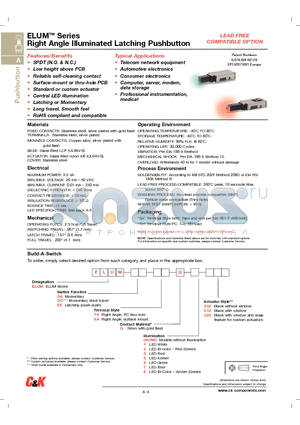 ELUMEESAQ3C22 datasheet - Right Angle Illuminated Latching Pushbutton