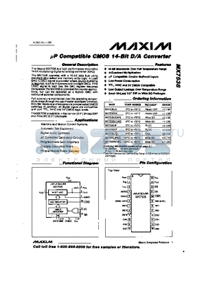 MX7538JCWG datasheet - lP Compatible CMOS 14-Bit D/A Converter