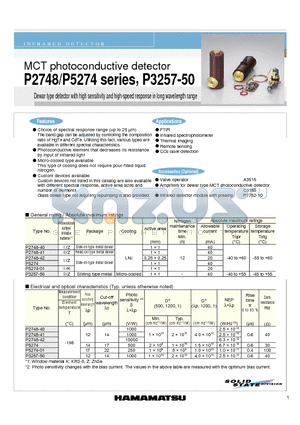 P5274 datasheet - MCT photoconductive detector