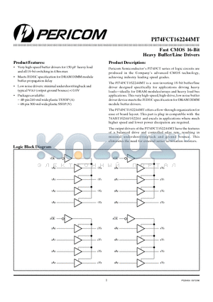 PI74FCT162244MT datasheet - Fast CMOS 16-Bit Heavy Buffer/Line Drivers