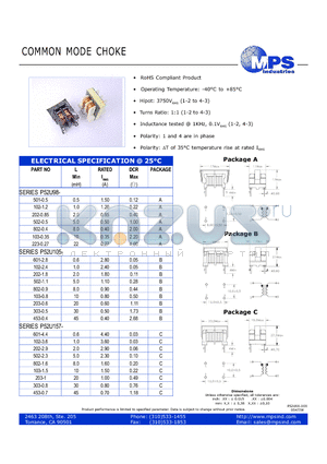 P52U105-103-0.8 datasheet - COMMON MODE CHOKE