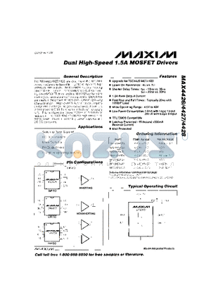 MAX4427 datasheet - Dual High-Speed 1.5A MOSFET Drivers