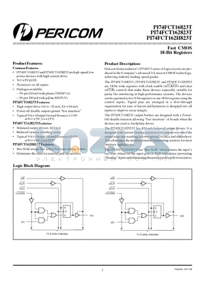 PI74FCT162823BT datasheet - Fast CMOS 18-Bit Registers