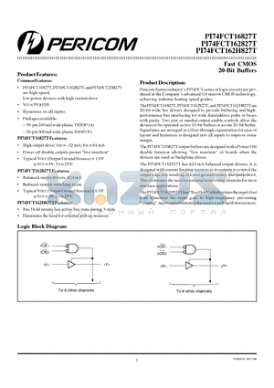 PI74FCT162827CT datasheet - Fast CMOS 20-Bit Buffers