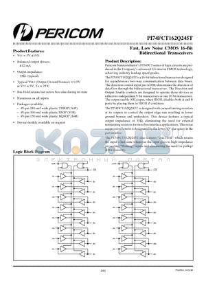 PI74FCT162Q245DT datasheet - Fast, Low Noise CMOS 16-Bit Bidirectional Transceivers