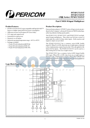 PI74FCT2151T datasheet - Fast CMOS 8-Input Multiplexer