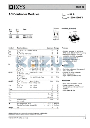 MMO62-12IO6 datasheet - AC Controller Modules